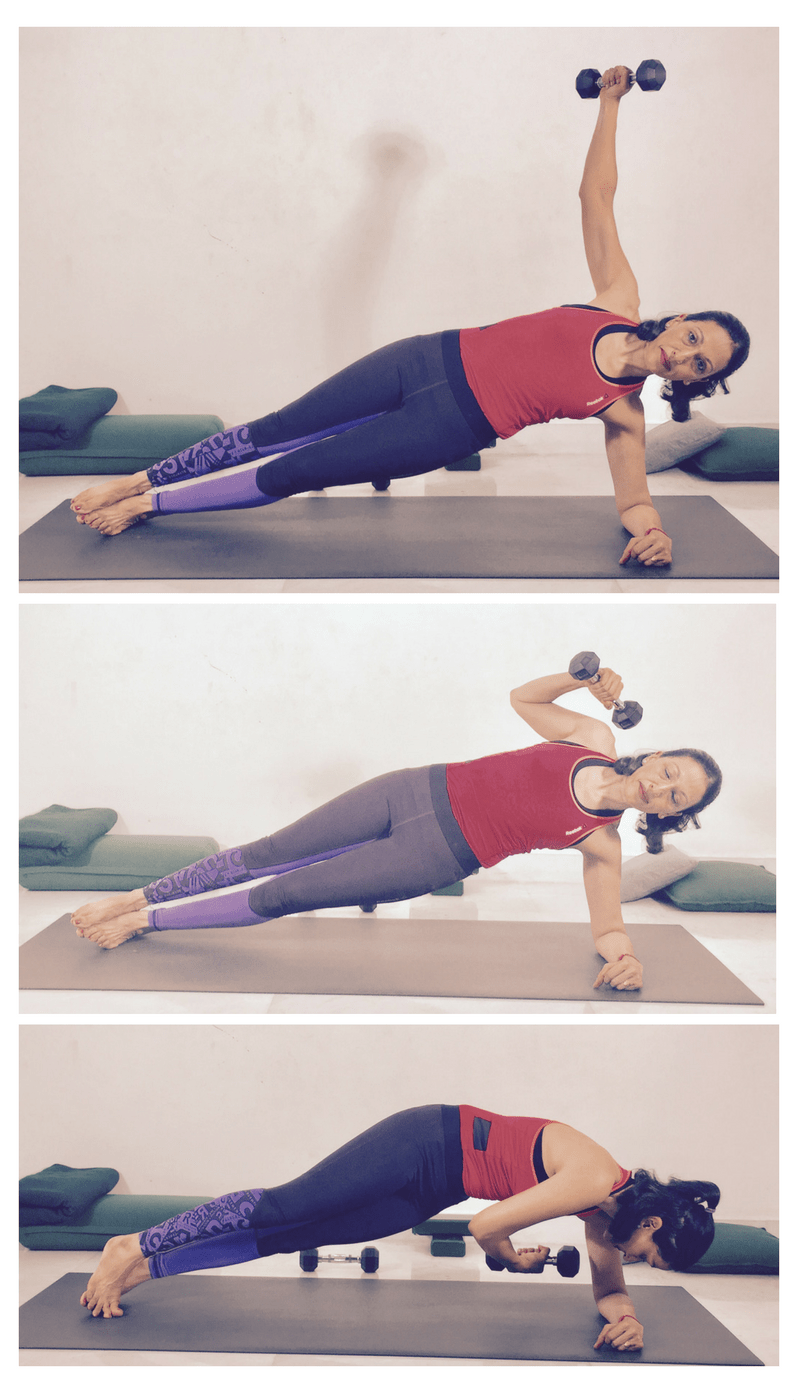 Weights in Forearm Side Plank Position